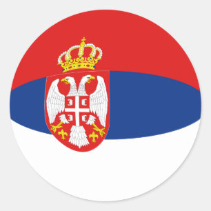 Redonda Pegatina de la bandera de Serbia Fisheye