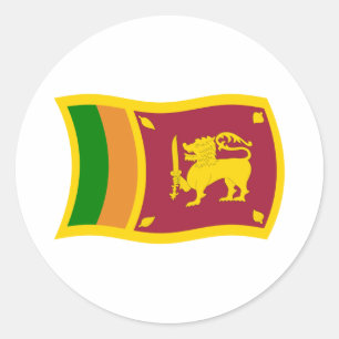 Redonda Pegatina de la bandera de Sri Lanka