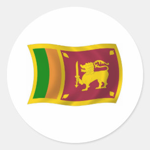 Redonda Pegatina de la bandera de Sri Lanka