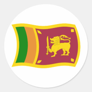 Redonda Pegatina de la bandera de Sri Lanka
