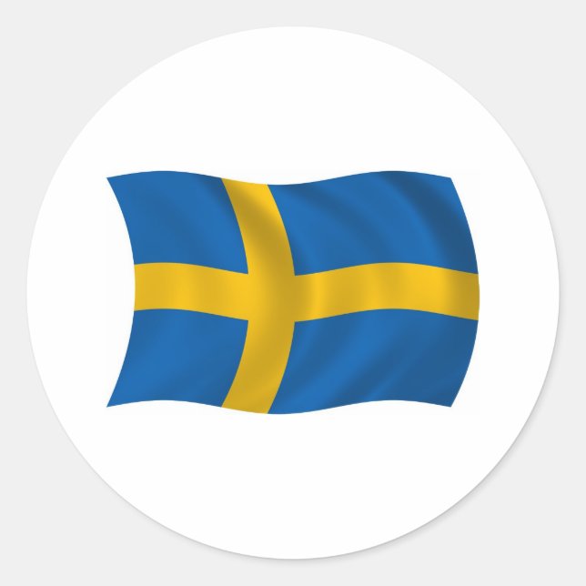Redonda Pegatina de la bandera de Suecia (Anverso)