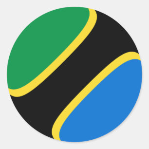 Redonda Pegatina de la bandera de Tanzania con efecto ojo