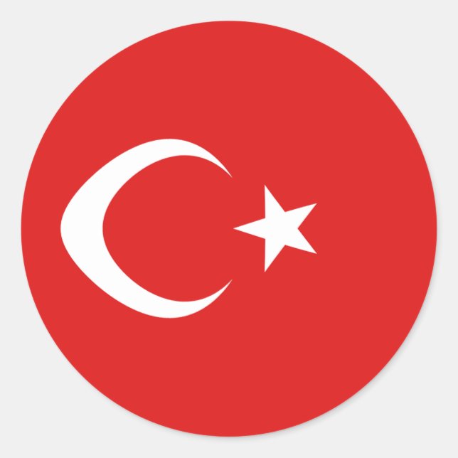 Redonda Pegatina de la bandera de Turquía (Anverso)
