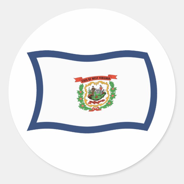 Redonda Pegatina de la bandera de Virginia Occidental (Anverso)