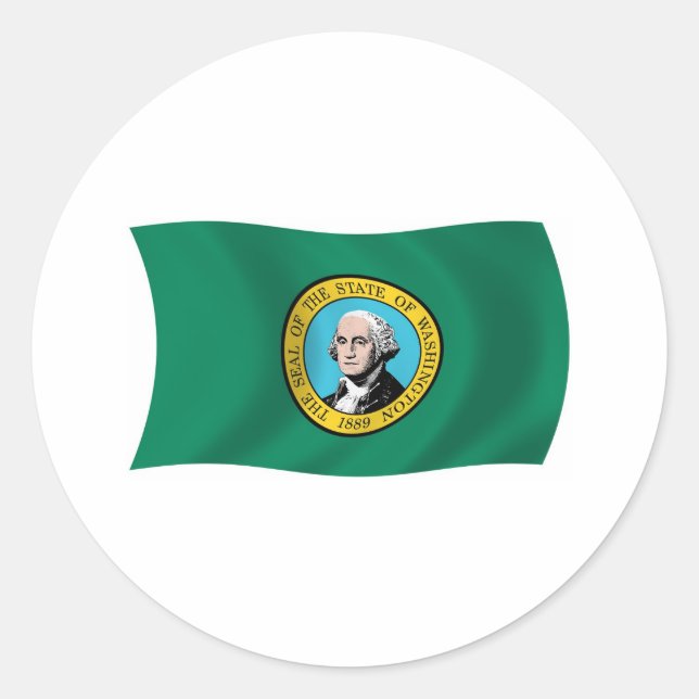Redonda Pegatina de la bandera de Washington (Anverso)