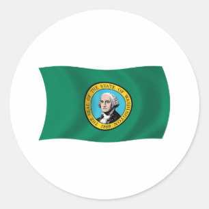Redonda Pegatina de la bandera de Washington