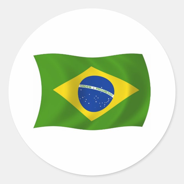 Redonda Pegatina de la bandera del Brasil (Anverso)