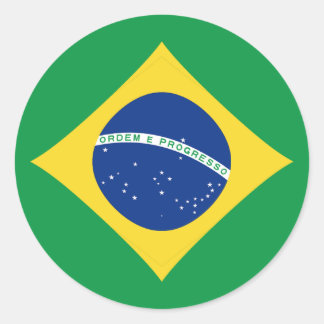 Redonda Pegatina de la bandera del Brasil Fisheye