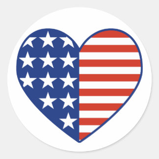 Redonda PEGATINA de la bandera del corazón de Estados Unid