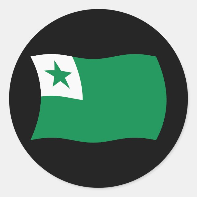 Redonda Pegatina de la bandera del esperanto (Anverso)