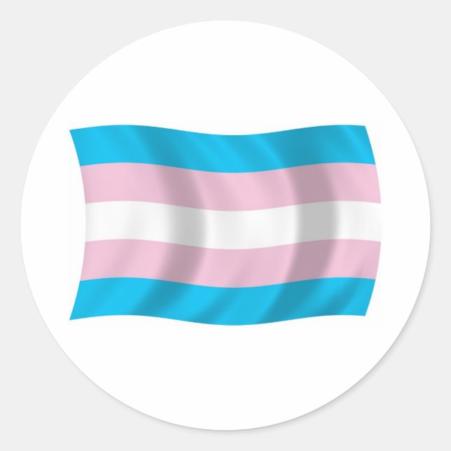 Redonda Pegatina de la bandera del orgullo transgénero (Anverso)