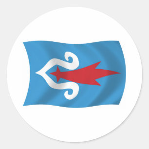Redonda Pegatina de la bandera del pueblo Ainu