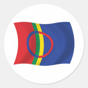 Redonda Pegatina de la bandera del pueblo sami