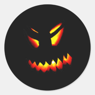 Redonda Pegatina de la cara de Halloween Jack-O-Lantern