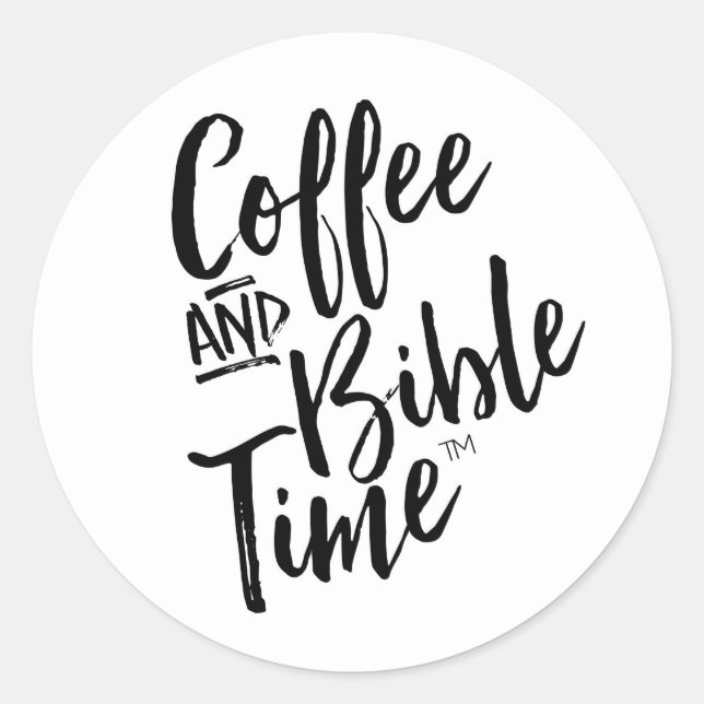 Redonda Pegatina de la carta de tiempo de café y biblia (Anverso)