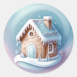 Redonda Pegatina de la casa Gingerbread