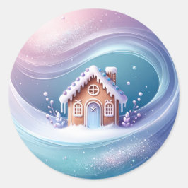 Redonda Pegatina de la casa Gingerbread