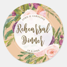 pegatina de la cena de ensayo floral rosa verde