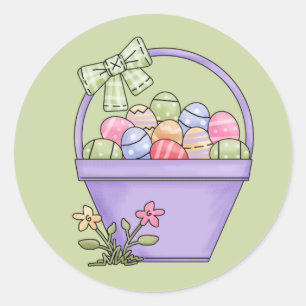 Redonda Pegatina de la cesta de Pascua