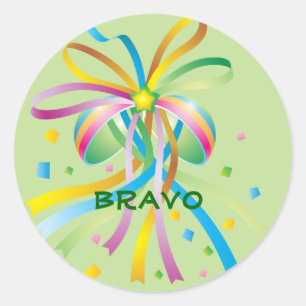 Redonda Pegatina de la cinta de opciones festivas Bravo