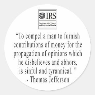 Redonda Pegatina de la cita de Jefferson