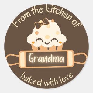 Redonda pegatina "De la cocina de Gramma"