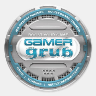 Redonda Pegatina de la comida del videojugador