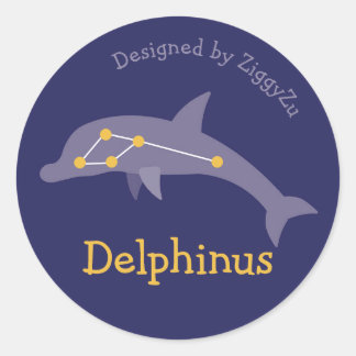 Redonda Pegatina de la constelación Delphinus el delfín