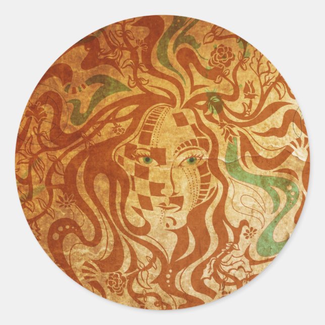 Redonda Pegatina de la diosa (Anverso)