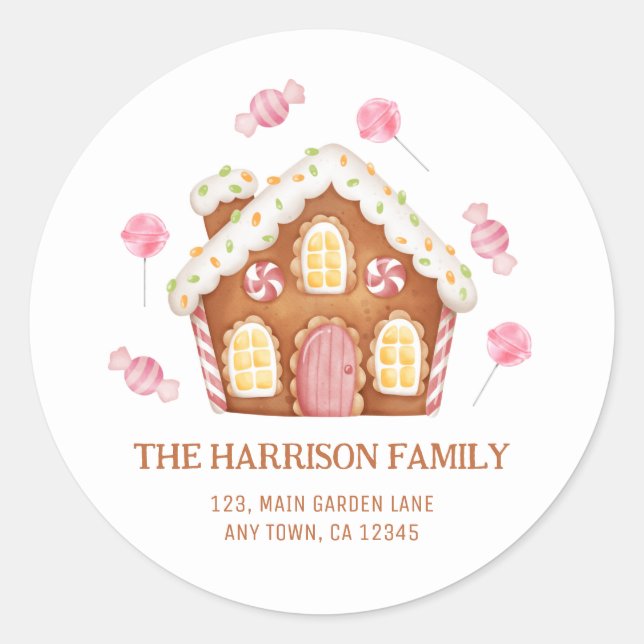 Redonda Pegatina de la dirección de Candy House de los Nav (Anverso)