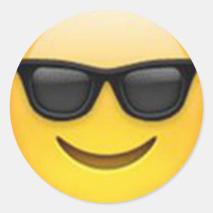 Redonda Pegatina de la emoji de las gafas de sol
