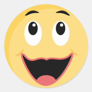 Redonda Pegatina de la escuela con emoji de la cara