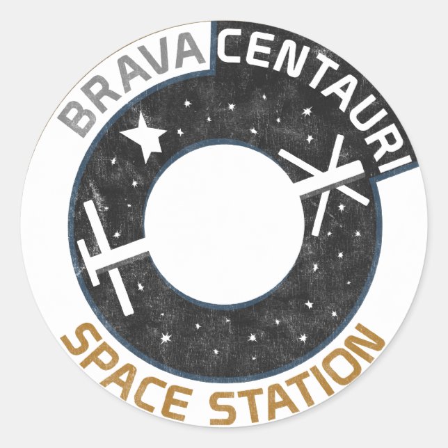 Redonda Pegatina de la Estación Espacial Brava Centauri (C (Anverso)