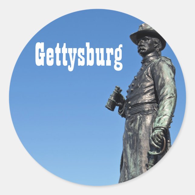 Redonda Pegatina de la Estatua de Gettysburg III (Anverso)