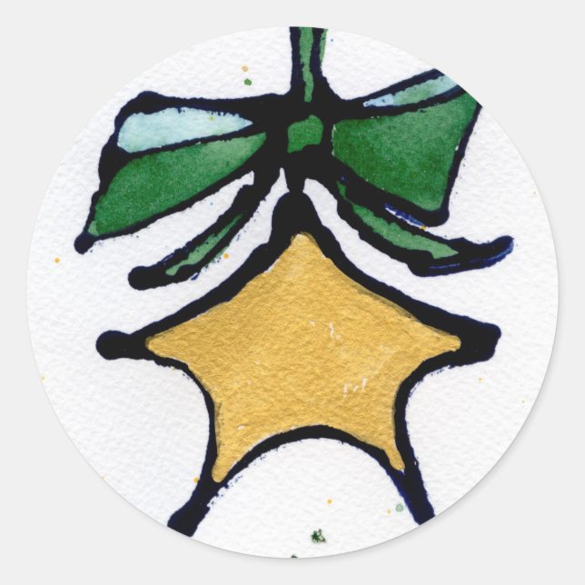 Redonda Pegatina de la estrella del navidad (Anverso)