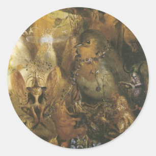 Redonda Pegatina de la Faerie victoriana - Pájaro Faeire