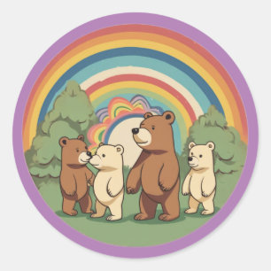 Redonda Pegatina de la familia Cute Bear