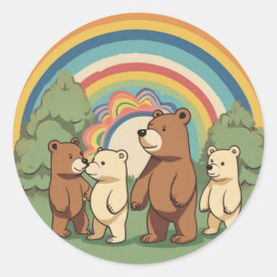 Redonda Pegatina de la familia Cute Bear