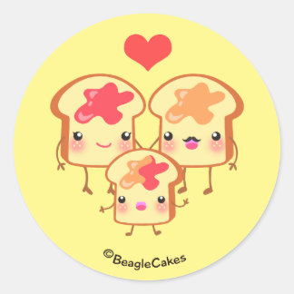 Redonda Pegatina de la familia Cute PB & J Sandwich