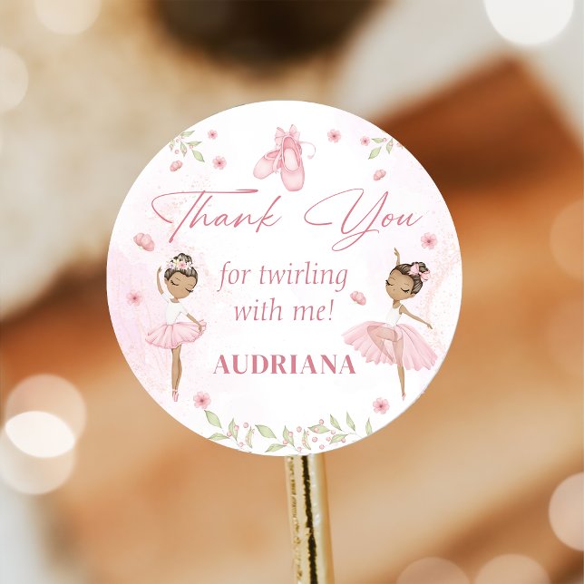 Redonda Pegatina de la fiesta de cumpleaños de Ballerina R (Subido por el creador)