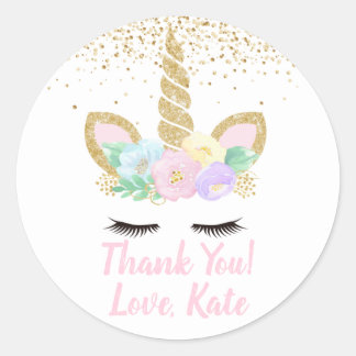 Redonda Pegatina de la fiesta de cumpleaños de Unicorn