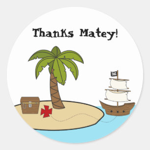 Redonda Pegatina de la fiesta de cumpleaños del pirata