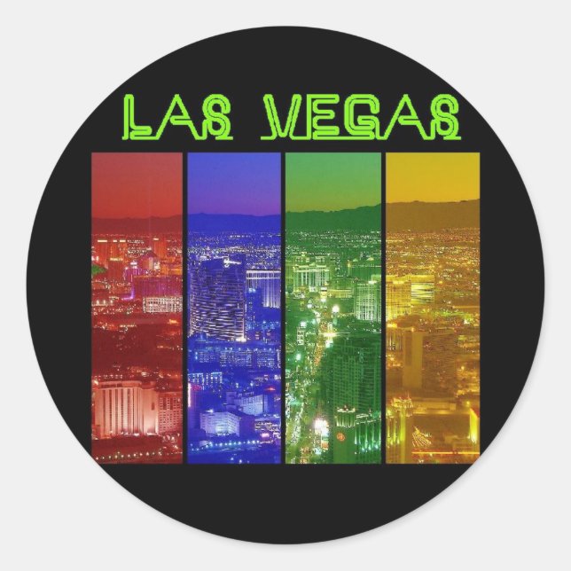 Redonda PEGATINA de la franja NEON Las Vegas (Anverso)