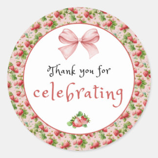 Redonda Pegatina De La Fresa Antigua