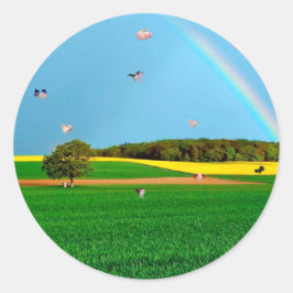 Redonda Pegatina de la granja lechera voladora