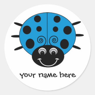 Redonda Pegatina de la Ladybug Azul personalizada