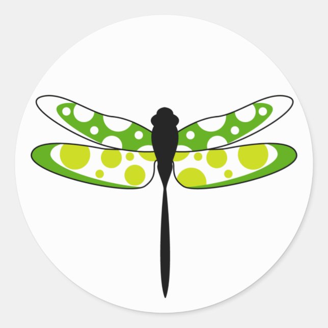 Redonda Pegatina de la libélula verde (Anverso)