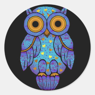 Redonda Pegatina de la locura H00t Owl Midnight