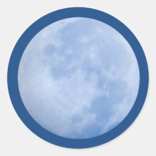 Redonda Pegatina de la luna azul