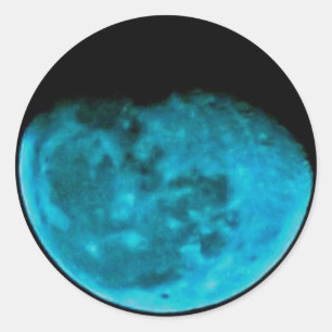 Redonda Pegatina de la luna azul, redondo